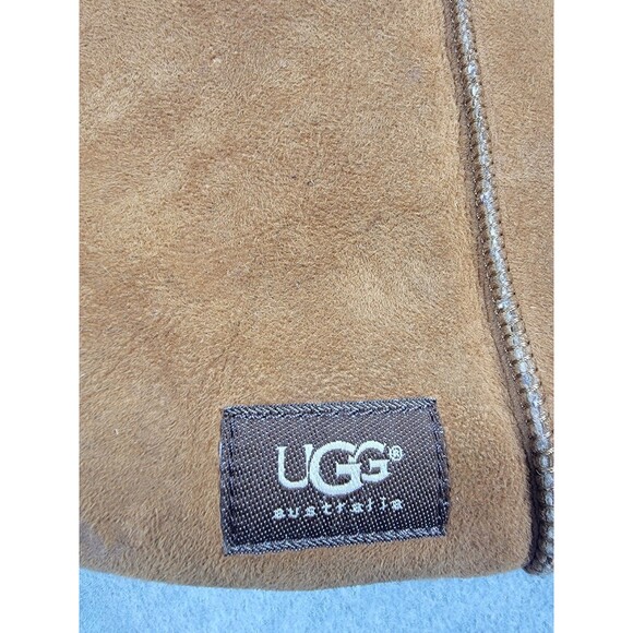 Ugg Sling Hobo Bag Brown Medium Sherpa Shearling Zip Suede Boho Distressed - Picture 2 of 13